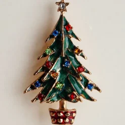 BROCHE 5 CM JULETRÆ MULTI