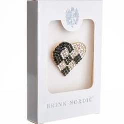 BROCHE FLETHJERTE 4 CM MØRK GRØN