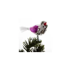 FUGL 10 CM SØLVFARVET/PINK