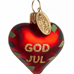 HJERTE GOD JUL 4 CM  RØDT