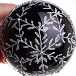 KUGLE DIAMANT 7 CM SORT SØLVFARVET