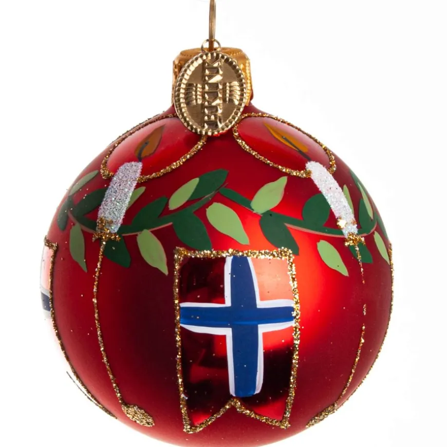 KUGLE FLAG 6 CM NORGE RØD