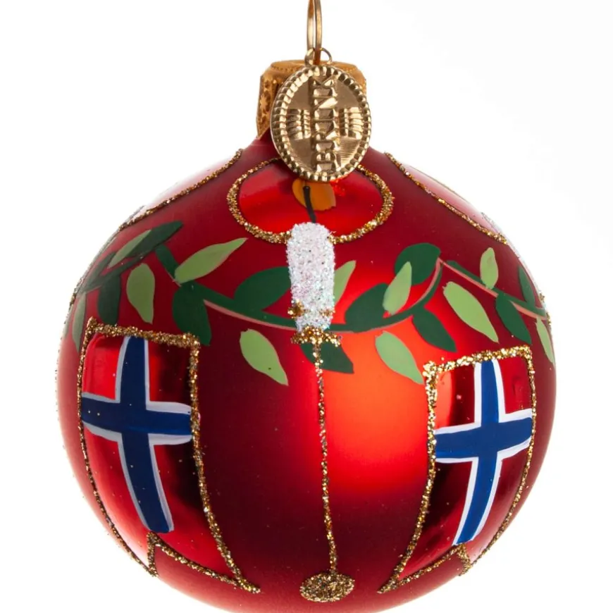 KUGLE FLAG 6 CM NORGE RØD