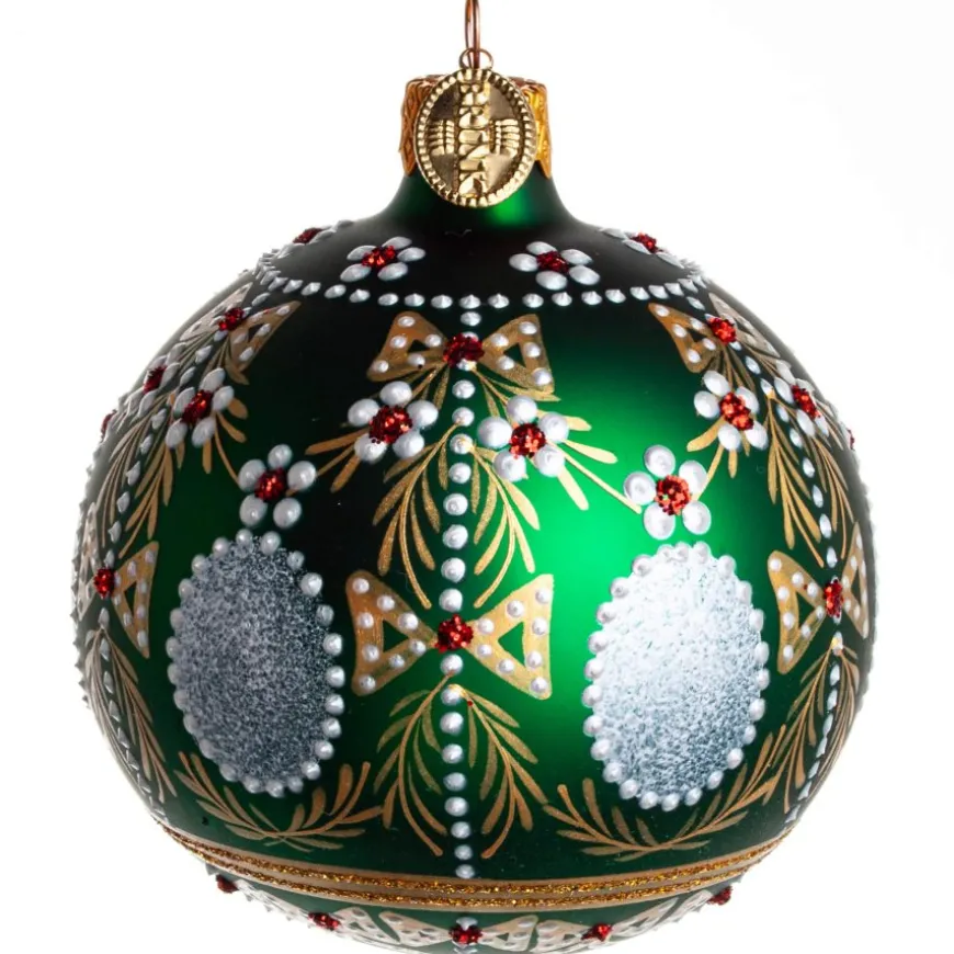KUGLE GUSTAVIANSK EMPIRE 8 CM GRØN MAT